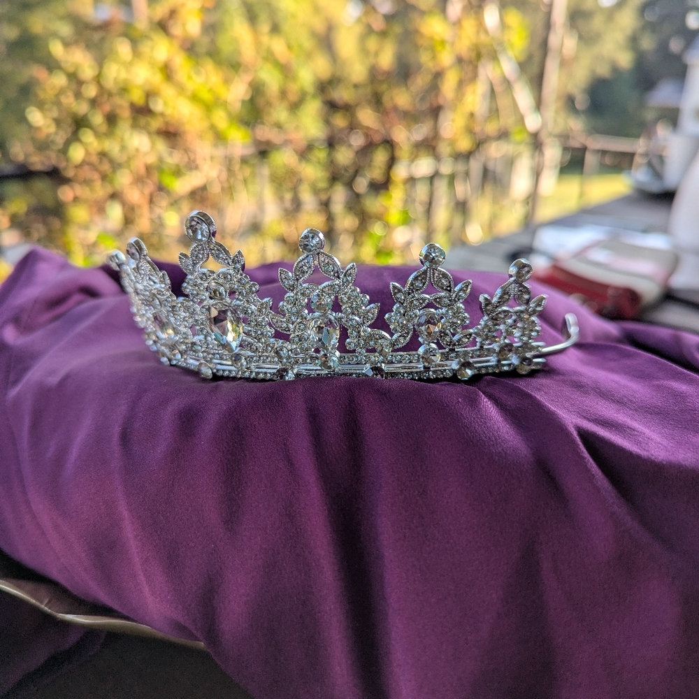 NWT 🌿 Demi Fleur Tiara 👑 DAZZLING WHITE CZs in SILVER 🩰PETITE BALLERINA STYLE